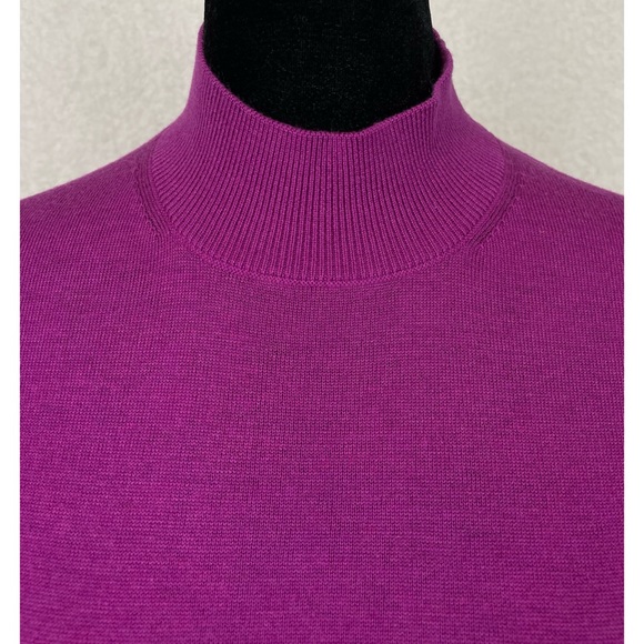 MASSIMO DUTTI • Magenta Wool-Cashmere Blend Long Sleeve Mockneck Sweater, XS - Picture 3 of 16